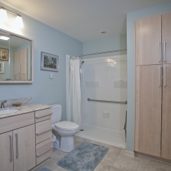 Bathroom with accessible walk-in shower