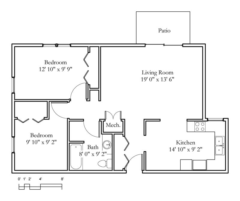 Garden Apartments 2 Bedroom 1 Bath 875sqft Meadowlark