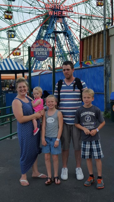 Sarah and her family at Luna Park in Coney Island.