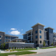 Exterior view of Meadowlark's IL apartment building, The Monarch.