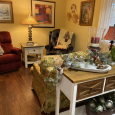 Holiday décor items were displayed among the furniture pieces at the November sale. 