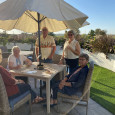 Party attendees enjoying the Clubhouse Patio.